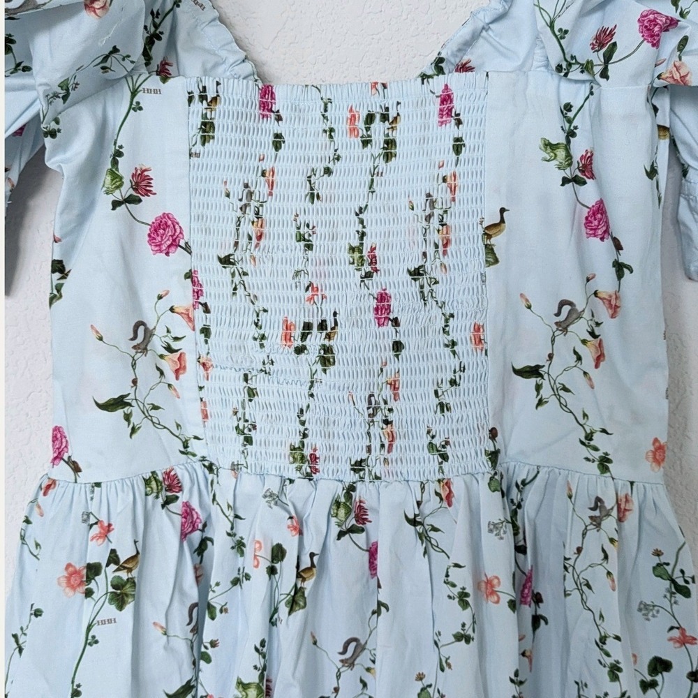 Hill House The Ophelia Dress Pond Floral Sz Small Blue Cottagecore Smocked Midi - Picture 8 of 10